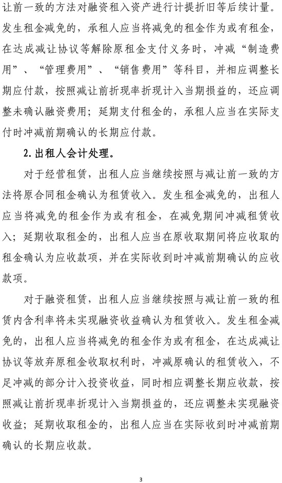 新冠肺炎疫情相關租金減讓會計處理規(guī)定